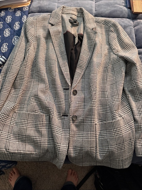 Talbots Jackets & Blazers - Talbots Glen Plaid Two-Button Blazer in Black & White
